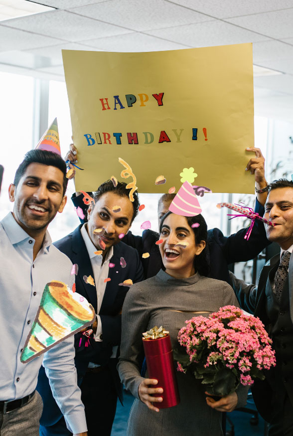 Birthday celebration in office