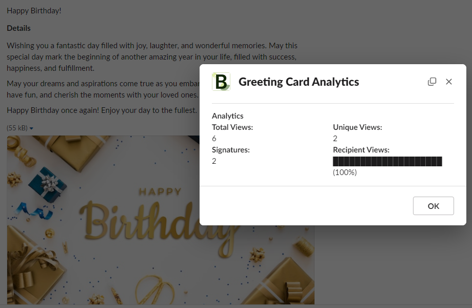 Card analytics dashboard